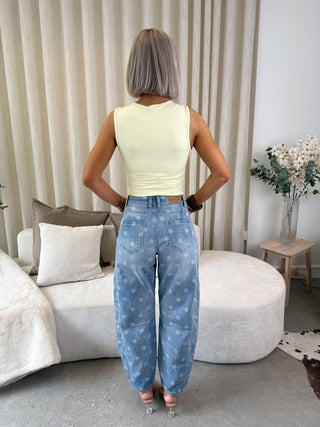 Lori Denim Balloon Leg Jeans - Polka