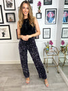 Kam Wide Leg Sequin Trousers - Black/Purple