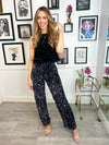 Kam Wide Leg Sequin Trousers - Black/Purple
