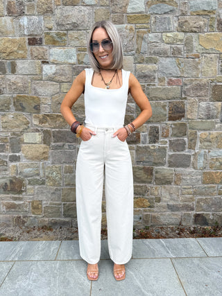 Kiki Barrel Leg Jeans - Cream