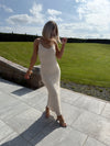 Reagan Chiffon Frill Cami Dress - Beige