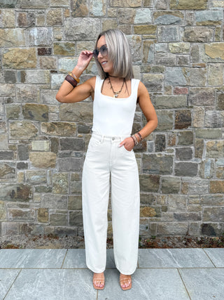 Kiki Barrel Leg Jeans - Cream
