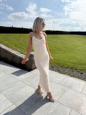 Reagan Chiffon Frill Cami Dress - Beige