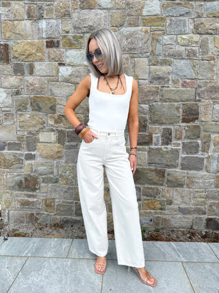 Kiki Barrel Leg Jeans - Cream