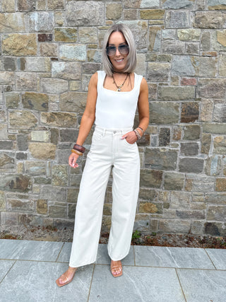 Kiki Barrel Leg Jeans - Cream