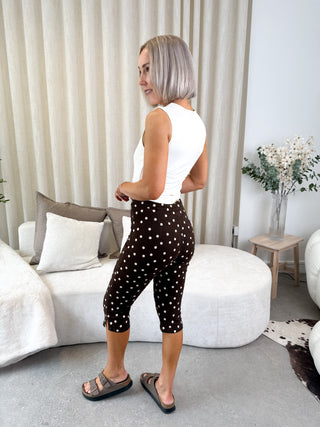 Ona Polka Capri Trousers - Brown/Cream