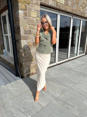 Reagan Chiffon Frill Cami Dress - Beige