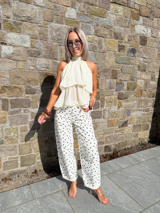 Freya Balloon Jeans - Brown Polka Dot