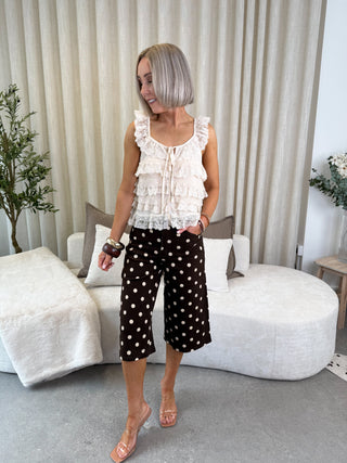 Lola Polka Jorts - Brown/Cream