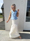 Chloe Denim Asymmetrical Waistcoat - Blue Denim