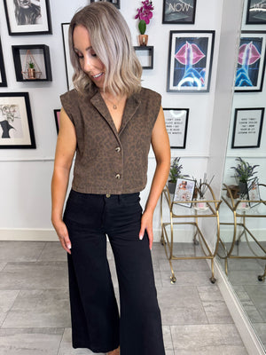 Yaz Denim Waistcoat - Leopard