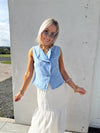 Chloe Denim Asymmetrical Waistcoat - Blue Denim