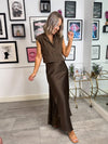 Harlow Lace Slip Skirt - Chocolate