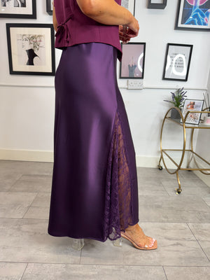 Harlow Lace Slip Skirt - Plum
