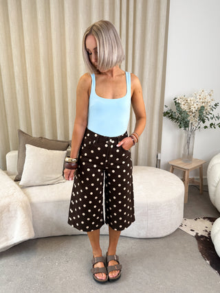 Lola Polka Jorts - Brown/Cream
