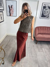 Harlow Lace Slip Skirt - Rust