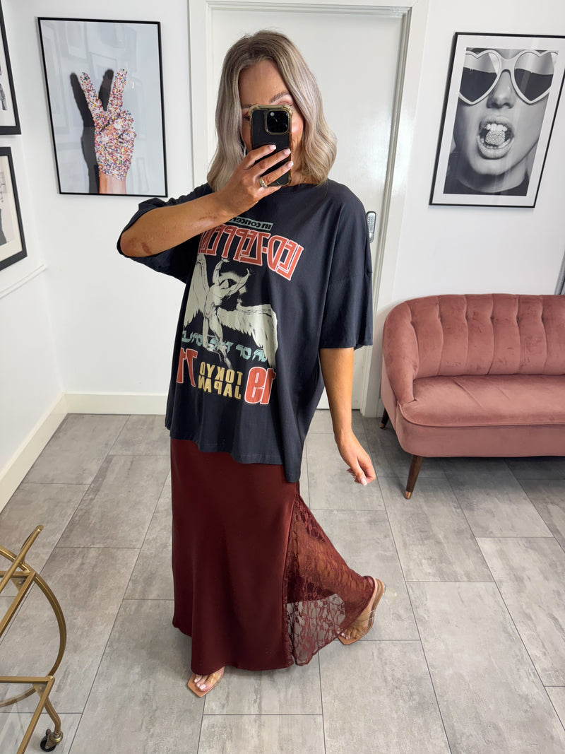 Harlow Lace Slip Skirt - Rust