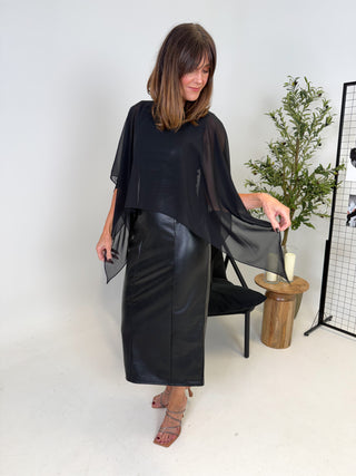 Ann PU Ankle Dress - Black