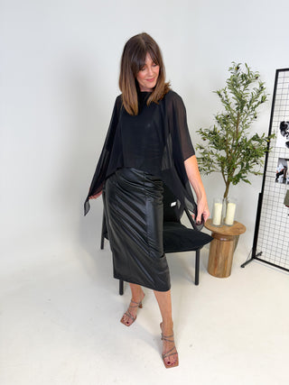 Ann PU Ankle Dress - Black