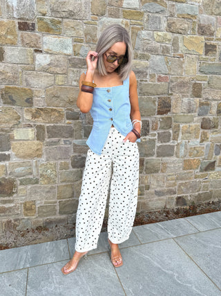 Freya Balloon Jeans - Brown Polka Dot