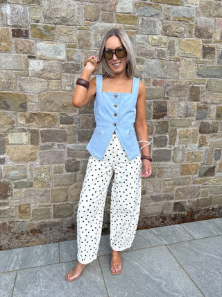 Freya Balloon Jeans - Brown Polka Dot