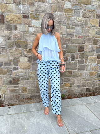 Cassie Balloon Jeans - Blue/Black Polka
