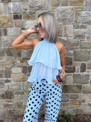 Avery Halterneck Top - Blue