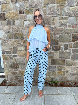 Cassie Balloon Jeans - Blue/Black Polka
