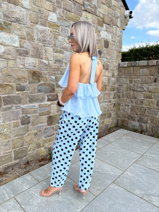 Cassie Balloon Jeans - Blue/Black Polka