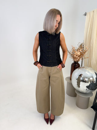 Alba Knotted Waistcoat - Dark Denim