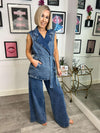 Sabine Long Tie Waistcoat - Denim