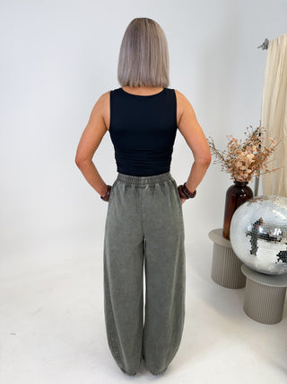 Sloane Denim Barrel Leg Trousers - Washed Khaki