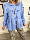 Lilly Tie Front Blouse - Blue