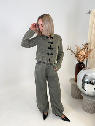 Ruth Denim Knot Jacket - Washed Khaki