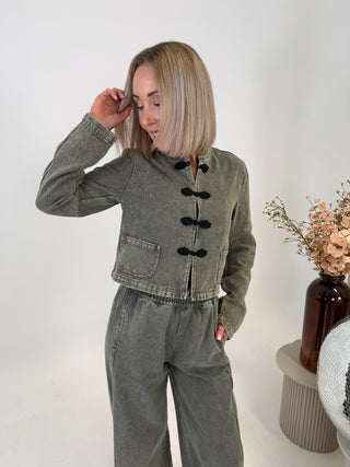 Ruth Denim Knot Jacket - Washed Khaki