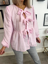 Laura Striped Tie Front Blouse - Pink
