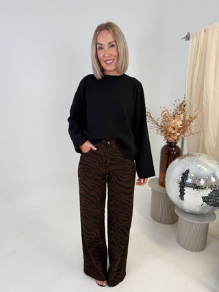 Evan Wide Leg Jeans - Brown Zebra