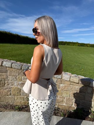 Ashlee Peplum Top - Beige