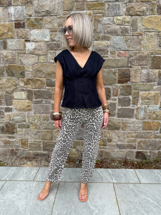 Mia V-Neck Top - Dark Denim