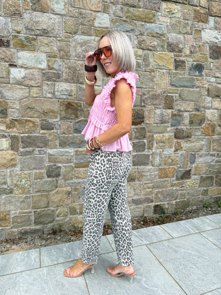 Britney Shirred Ruffle Top - Rose