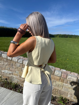 Ashlee Peplum Top - Lemon