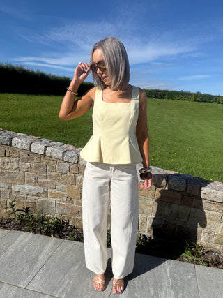 Ashlee Peplum Top - Lemon