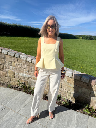 Ashlee Peplum Top - Lemon