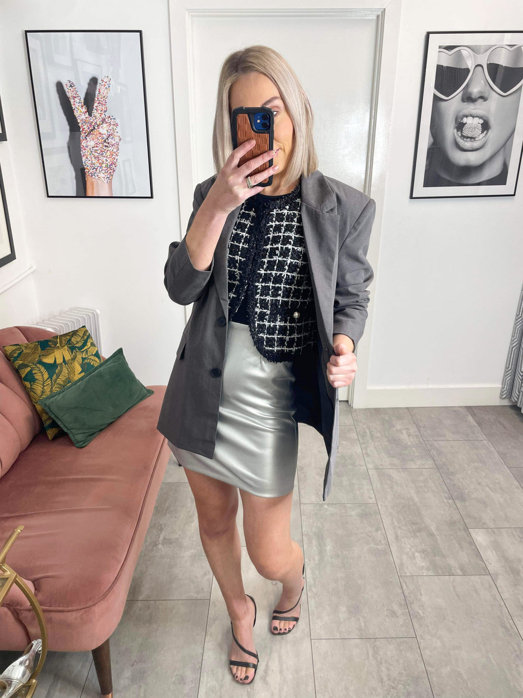 Kira Metallic Mini Skirt - Silver