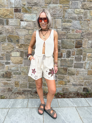 Bronagh Embroidered Shorts - Beige
