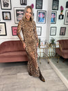 Ninna Long Sleeve Mesh Dress - Leopard