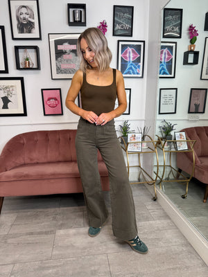 Edel Wide Leg Jeans - Khaki