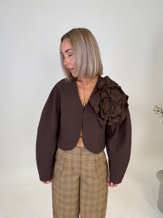Laulin Flower Crop Jacket - Coffee Bean