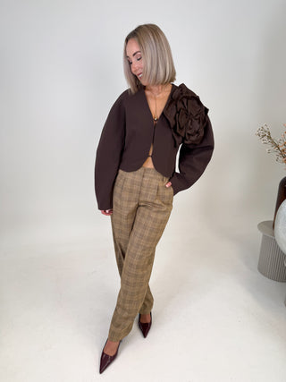 Carran Barrel Leg Trousers - Check