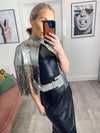 Zsa Zsa Sequin Fringed Cape - Silver
